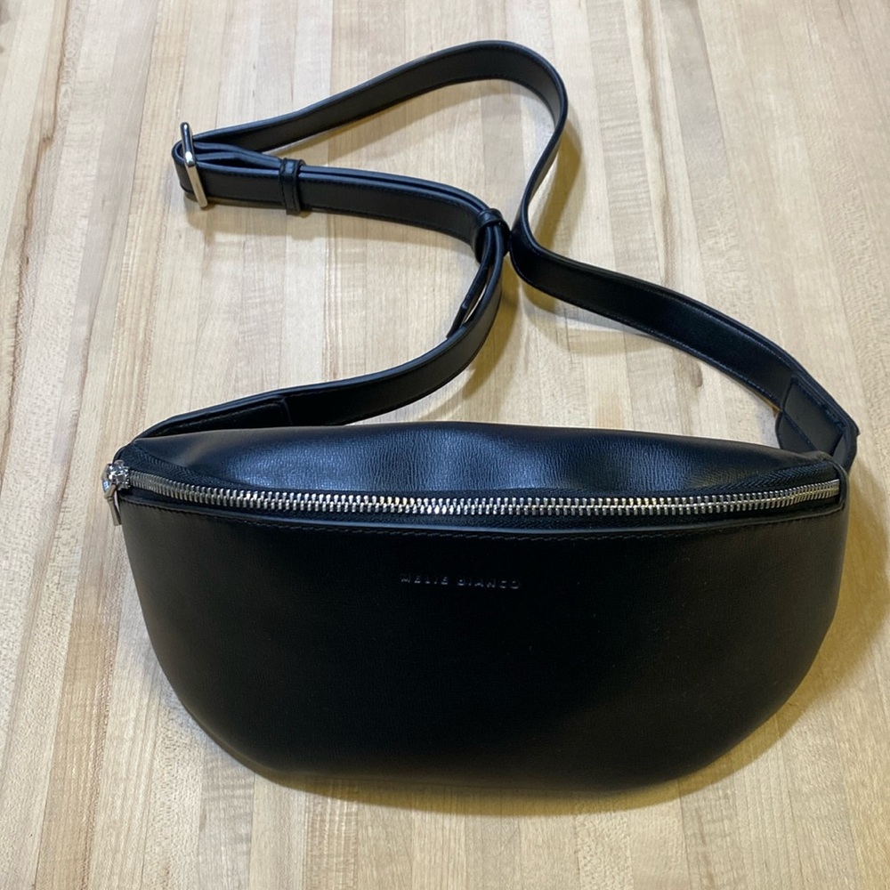Melie Bianco Jenna Vegan Leather Bum Bag Belt Sling Bag, Black